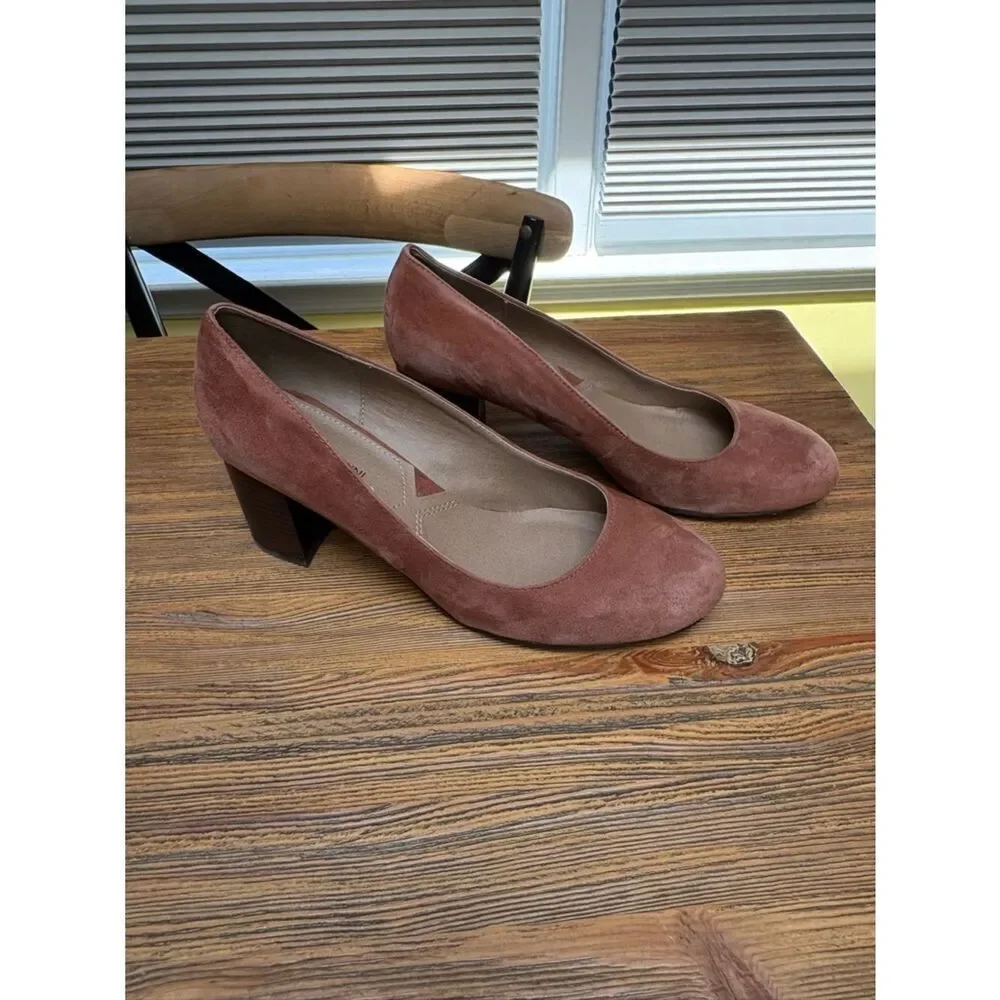 Adrienne Vittadini Rust Suede Round-Toe Pumps